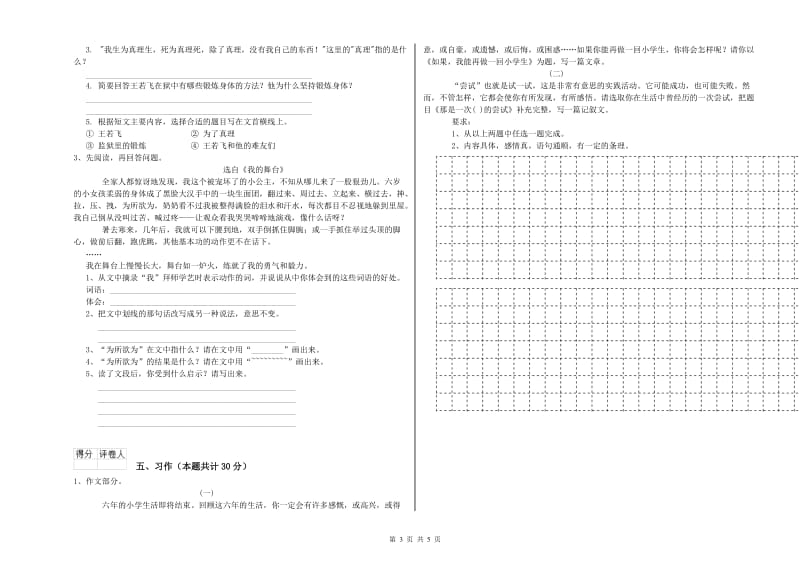 长春市实验小学六年级语文下学期综合检测试题 含答案.doc_第3页