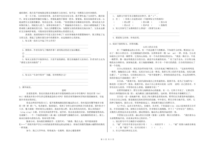 邵阳市重点小学小升初语文每周一练试题 含答案.doc_第3页