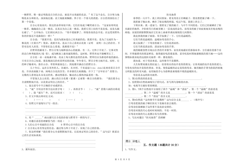 铜陵市重点小学小升初语文全真模拟考试试卷 附答案.doc_第3页