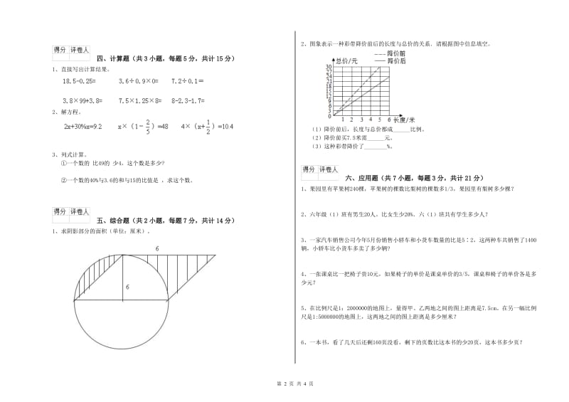 铜陵市实验小学六年级数学下学期强化训练试题 附答案.doc_第2页