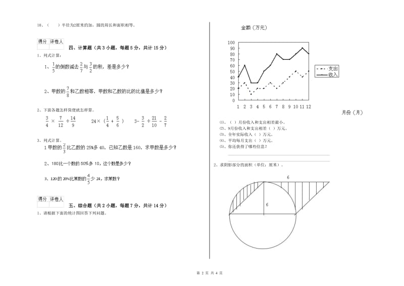 鄂尔多斯市实验小学六年级数学【下册】每周一练试题 附答案.doc_第2页