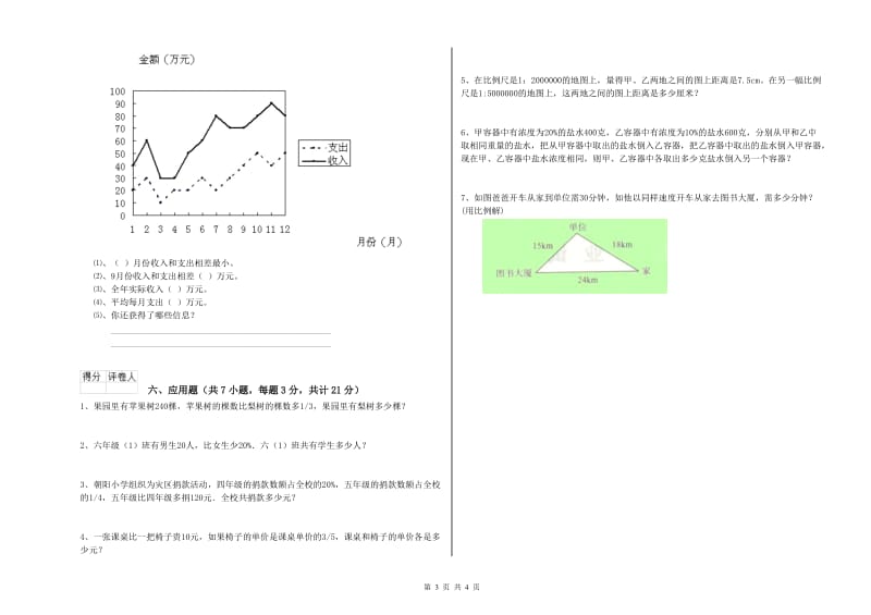 豫教版六年级数学【上册】强化训练试卷D卷 含答案.doc_第3页