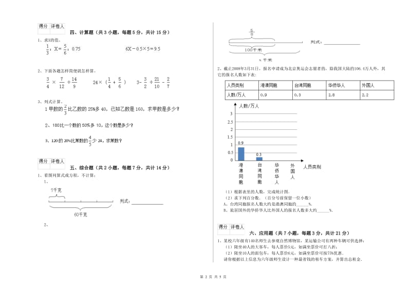 萍乡市实验小学六年级数学下学期过关检测试题 附答案.doc_第2页