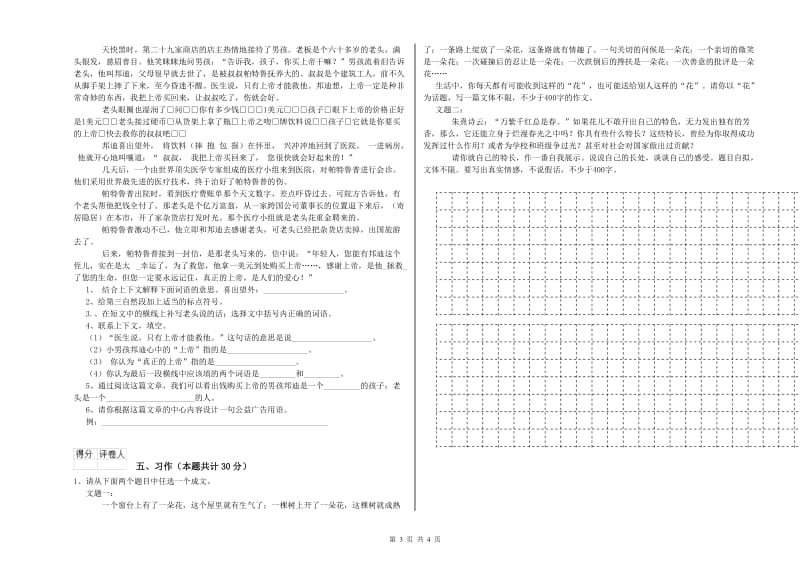 邵阳市实验小学六年级语文【下册】能力测试试题 含答案.doc_第3页