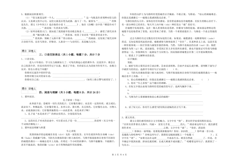 莱芜市重点小学小升初语文模拟考试试卷 附解析.doc_第2页