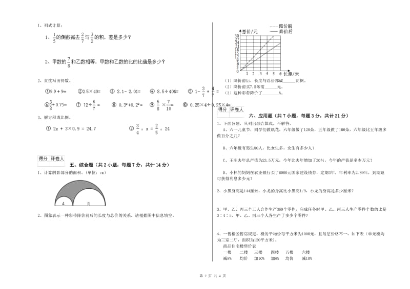 长春版六年级数学下学期全真模拟考试试题C卷 附解析.doc_第2页