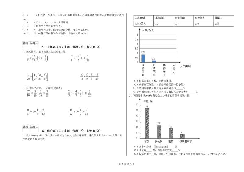 贵州省2019年小升初数学能力测试试题D卷 附答案.doc_第2页