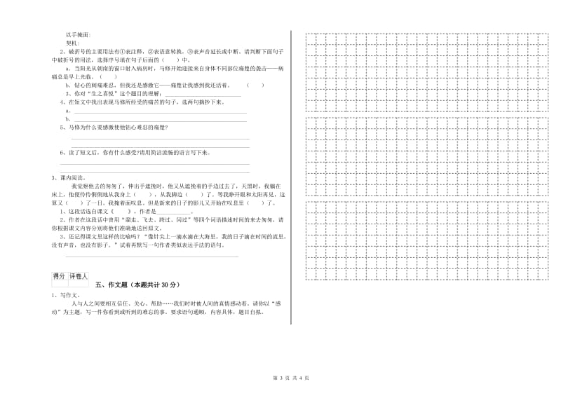 铁岭市重点小学小升初语文强化训练试卷 含答案.doc_第3页