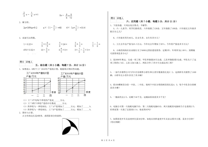 锦州市实验小学六年级数学【下册】过关检测试题 附答案.doc_第2页