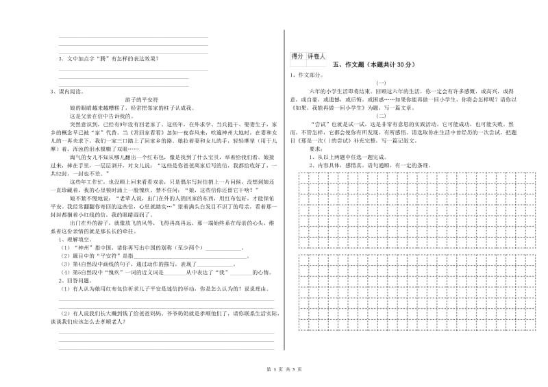 赤峰市重点小学小升初语文能力测试试卷 附答案.doc_第3页
