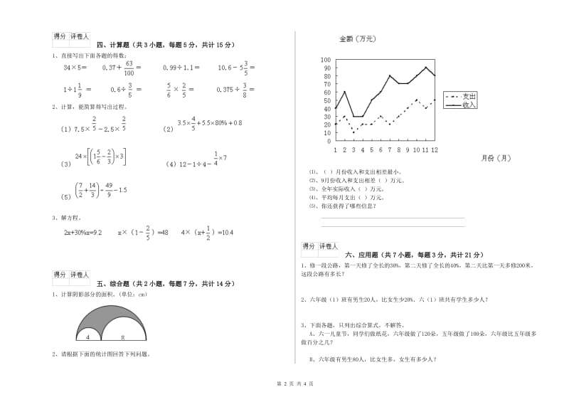 西南师大版六年级数学下学期过关检测试题D卷 附答案.doc_第2页