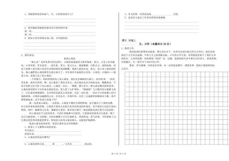 铁岭市实验小学六年级语文【下册】综合练习试题 含答案.doc_第3页