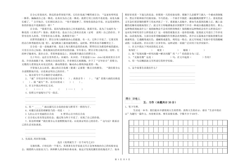 郴州市实验小学六年级语文上学期模拟考试试题 含答案.doc_第3页