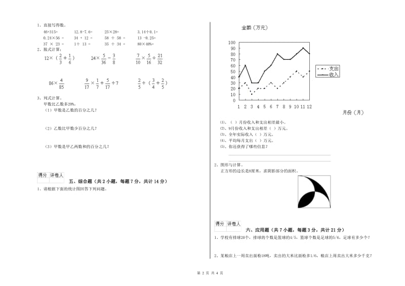 邯郸市实验小学六年级数学【上册】过关检测试题 附答案.doc_第2页