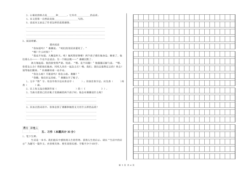 阜阳市实验小学六年级语文下学期模拟考试试题 含答案.doc_第3页