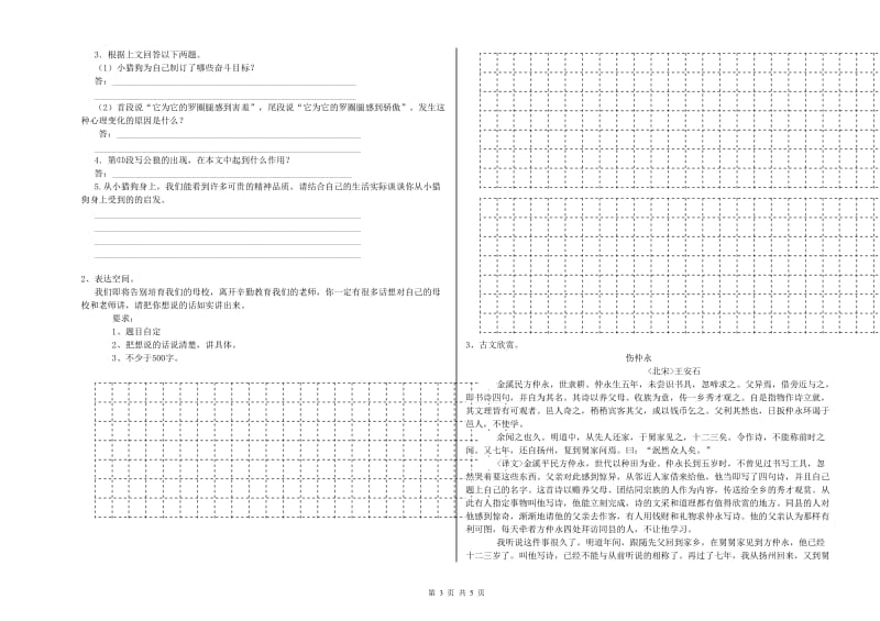 青海省小升初语文考前练习试题B卷 含答案.doc_第3页