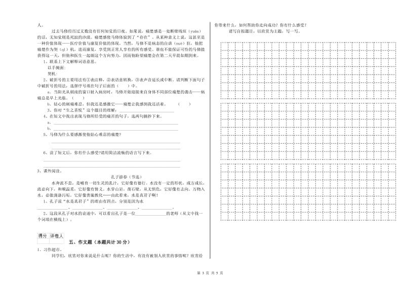 陕西省重点小学小升初语文能力检测试卷B卷 附解析.doc_第3页