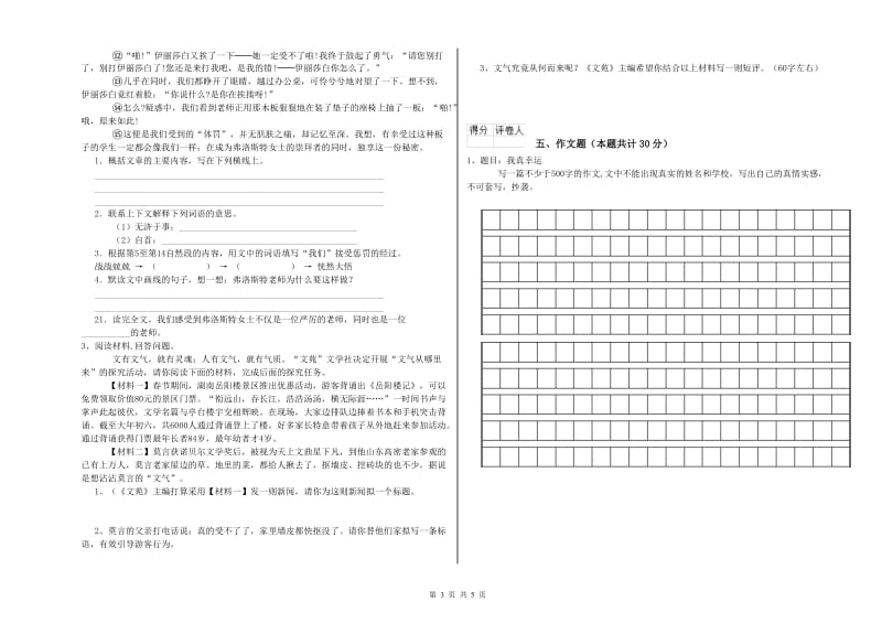 驻马店地区重点小学小升初语文考前检测试题 附答案.doc_第3页