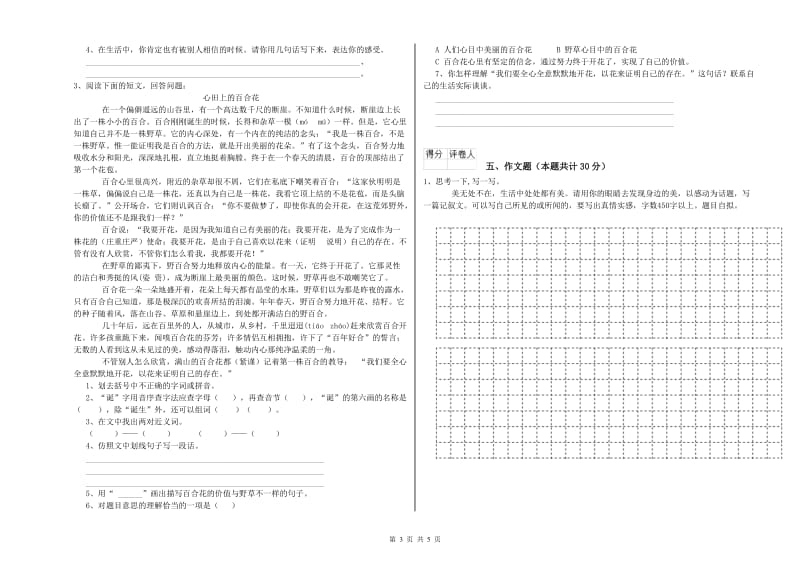 长沙市重点小学小升初语文综合练习试卷 含答案.doc_第3页