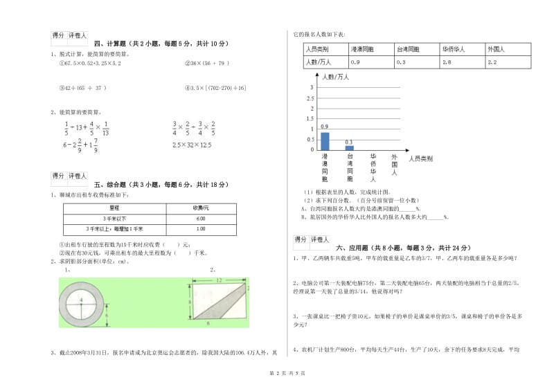 青海省2020年小升初数学全真模拟考试试卷D卷 含答案.doc_第2页