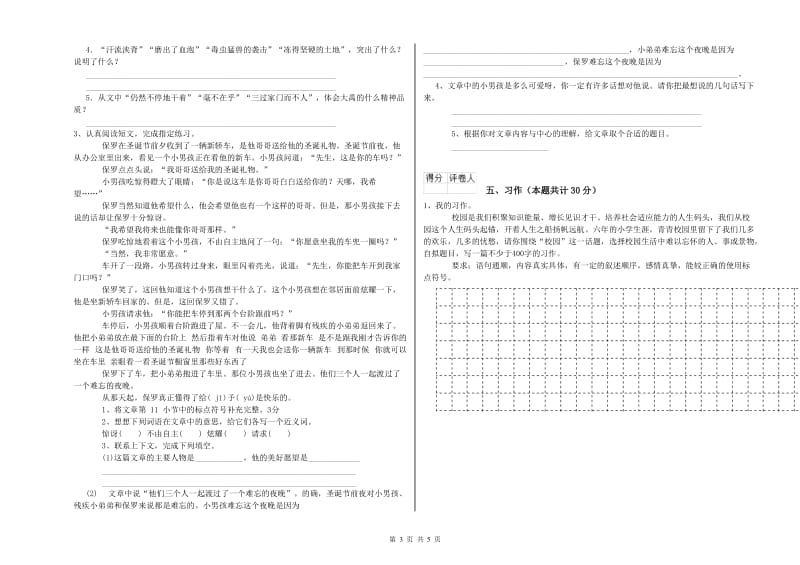 黔南布依族苗族自治州实验小学六年级语文下学期能力提升试题 含答案.doc_第3页