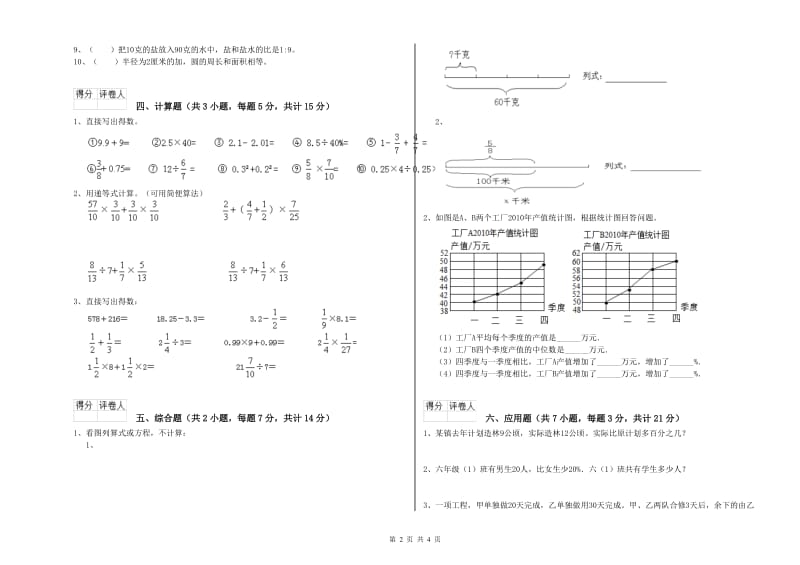 长沙市实验小学六年级数学下学期每周一练试题 附答案.doc_第2页