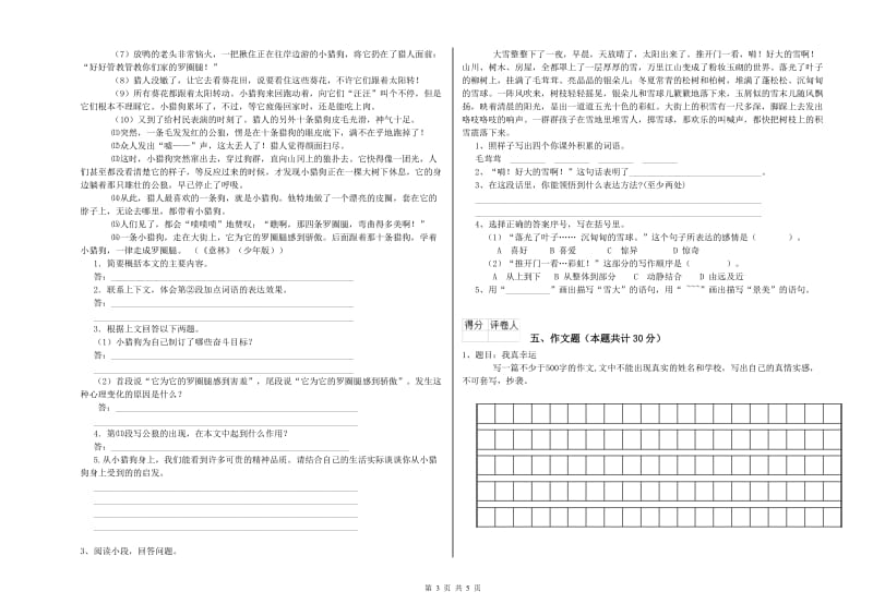 阳泉市重点小学小升初语文综合练习试题 附答案.doc_第3页