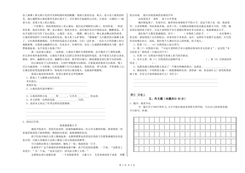 驻马店地区重点小学小升初语文模拟考试试题 含答案.doc_第3页