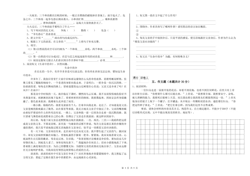 阳江市重点小学小升初语文强化训练试卷 附解析.doc_第3页