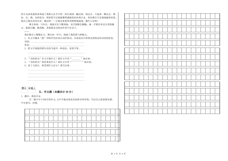 阜新市重点小学小升初语文自我检测试题 含答案.doc_第3页