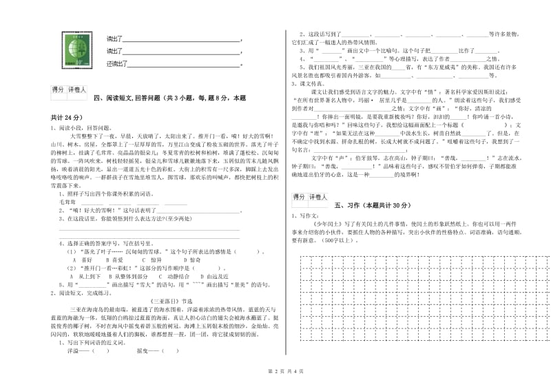 龙岩实验小学六年级语文下学期能力检测试题 含答案.doc_第2页