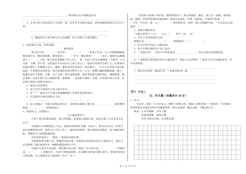 驻马店地区重点小学小升初语文过关检测试卷 附答案.doc_第3页