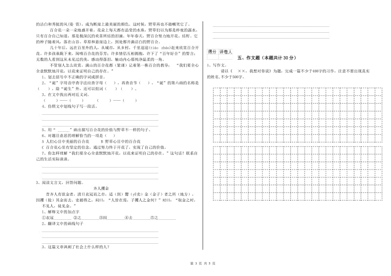 鹤壁市重点小学小升初语文考前练习试题 附答案.doc_第3页