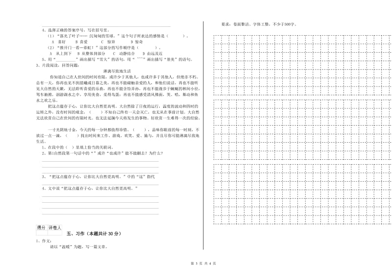 陇南市实验小学六年级语文下学期过关检测试题 含答案.doc_第3页