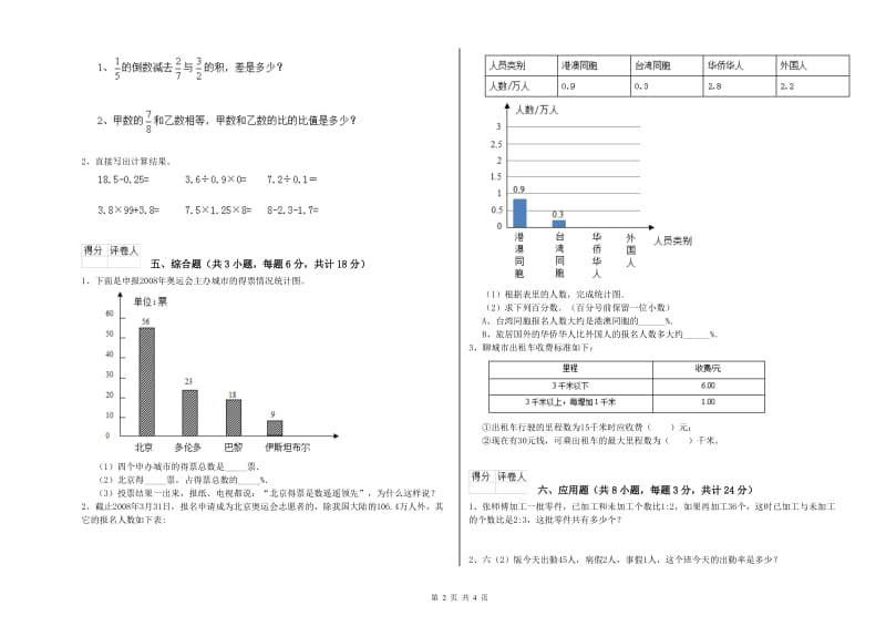 青海省2019年小升初数学模拟考试试题B卷 含答案.doc_第2页