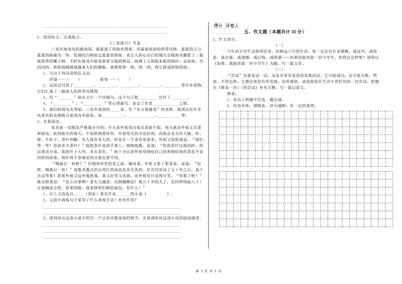 青海省重点小学小升初语文能力提升试题B卷 附解析.doc_第3页