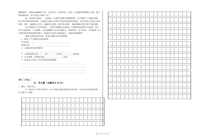 黄石市重点小学小升初语文全真模拟考试试卷 附答案.doc_第3页