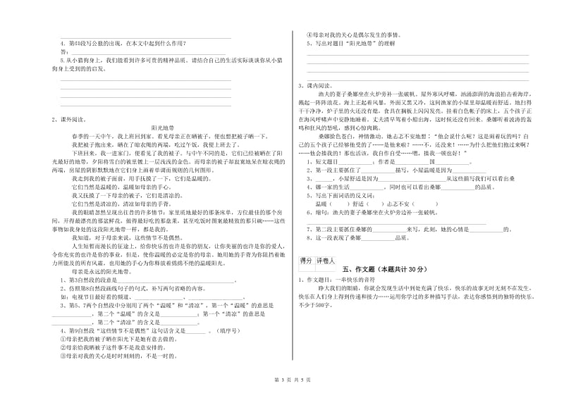 驻马店地区重点小学小升初语文模拟考试试卷 附答案.doc_第3页