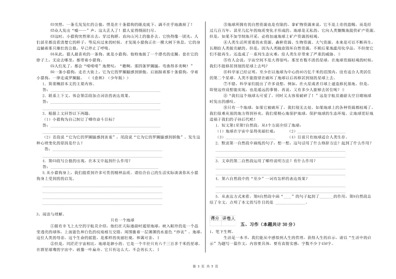 达州市实验小学六年级语文【下册】能力检测试题 含答案.doc_第3页