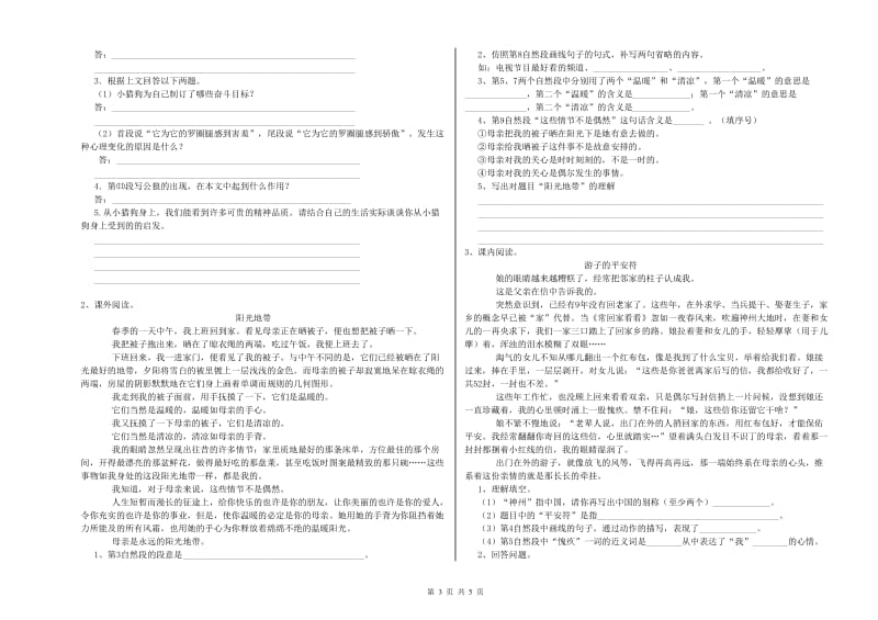 辽宁省重点小学小升初语文能力检测试题A卷 附解析.doc_第3页