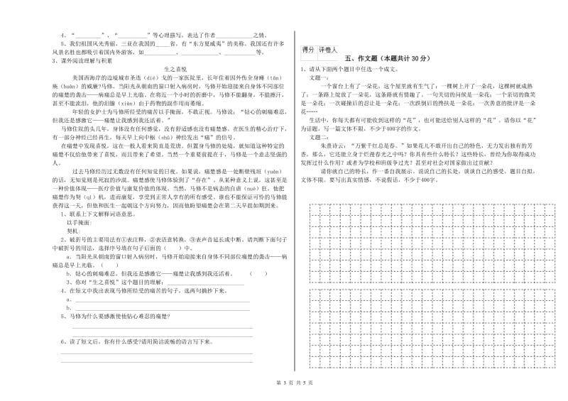 黑龙江省小升初语文考前检测试卷B卷 附解析.doc_第3页