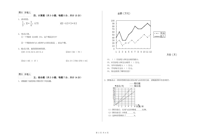 随州市实验小学六年级数学下学期自我检测试题 附答案.doc_第2页