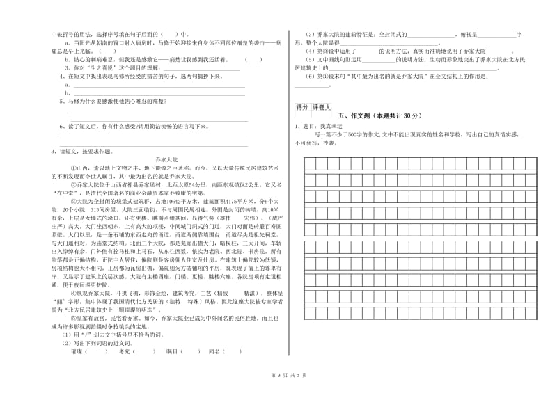 阜阳市重点小学小升初语文综合练习试题 含答案.doc_第3页