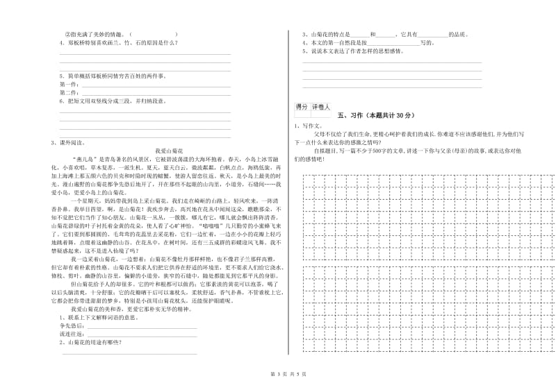 陇南市实验小学六年级语文下学期模拟考试试题 含答案.doc_第3页