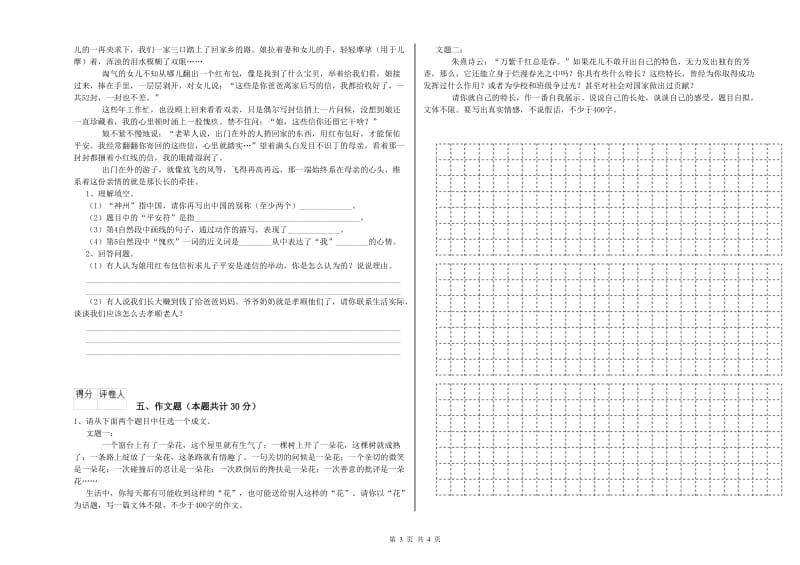 黄石市重点小学小升初语文能力提升试卷 含答案.doc_第3页