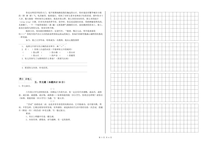 驻马店地区重点小学小升初语文考前练习试题 含答案.doc_第3页