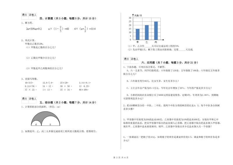 鹤壁市实验小学六年级数学下学期每周一练试题 附答案.doc_第2页