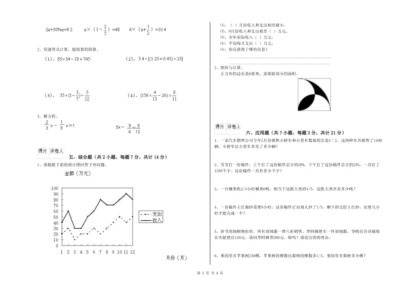 黑河市实验小学六年级数学下学期综合练习试题 附答案.doc_第2页