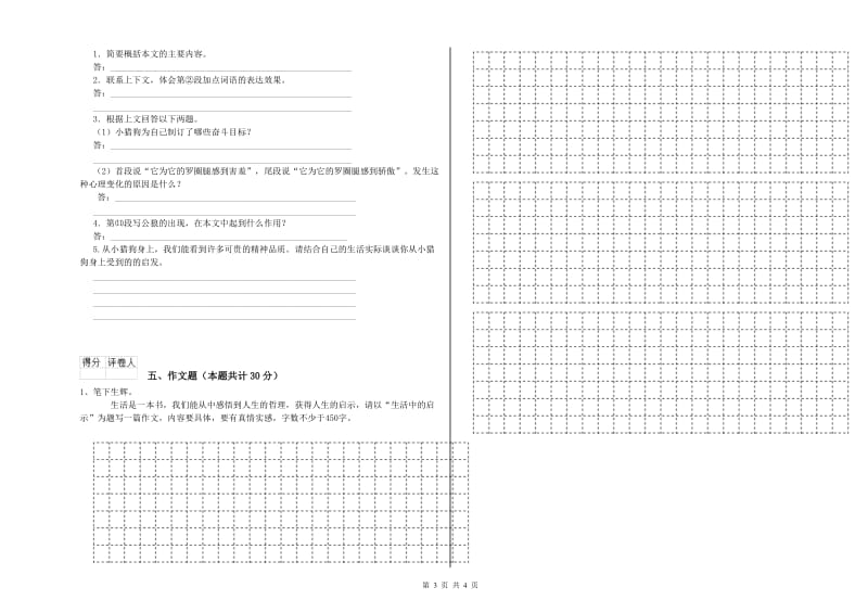 陕西省重点小学小升初语文考前练习试题B卷 附解析.doc_第3页