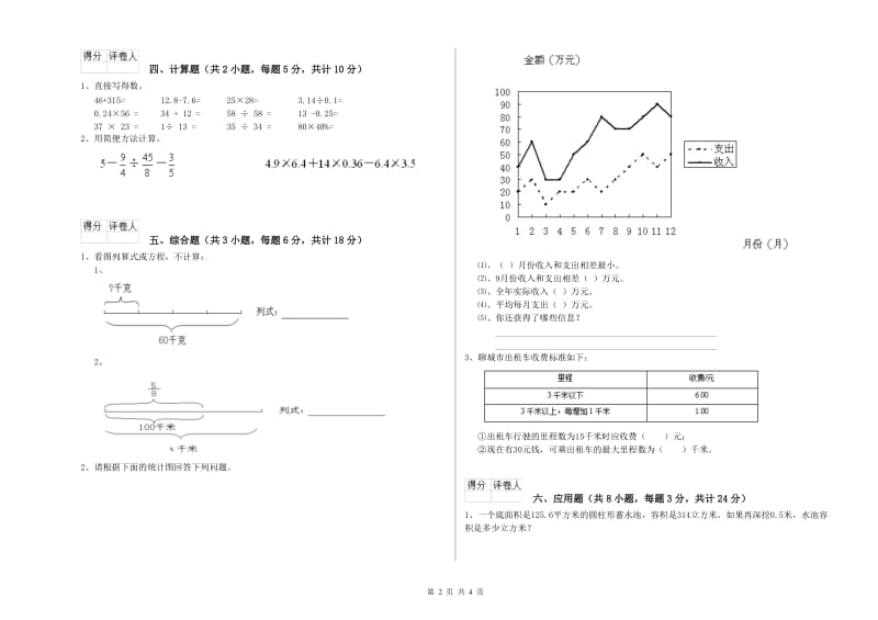 黑龙江省2019年小升初数学考前检测试卷B卷 附答案.doc_第2页